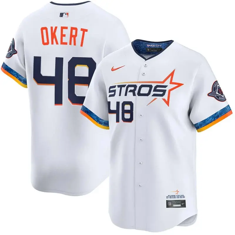 Mens Houston Astros #48 Steven Okert White City Connect Edition 2.0 Jersey