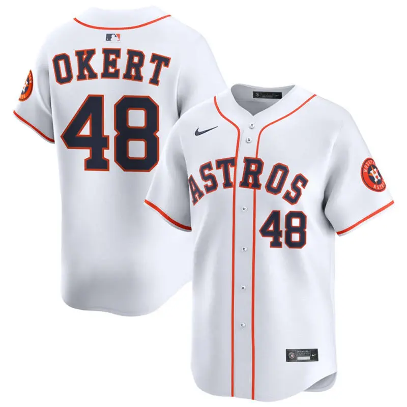 Mens Houston Astros #48 Steven Okert Nike White Home Limited Jersey
