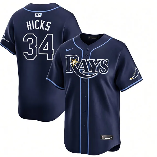 Mens Tampa Bay Rays #34 Liam Hicks Nike Navy Alternate Limited Jersey