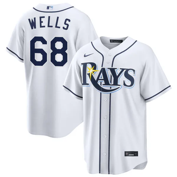 Mens Tampa Bay Rays #68 Tyler Wells Nike White Home Limited Jersey
