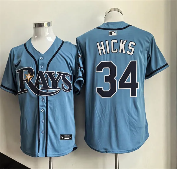 Mens Tampa Bay Rays #34 Liam Hicks Nike Light Blue Alternate Limited Jersey