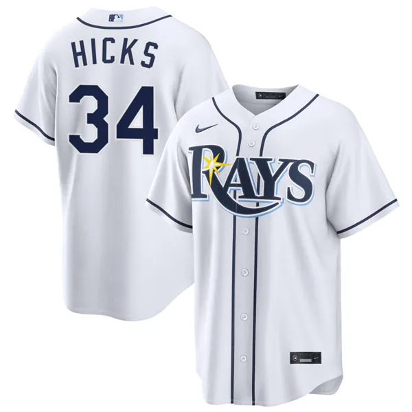 Mens Tampa Bay Rays #34 Liam Hicks Nike White Home Limited Jersey