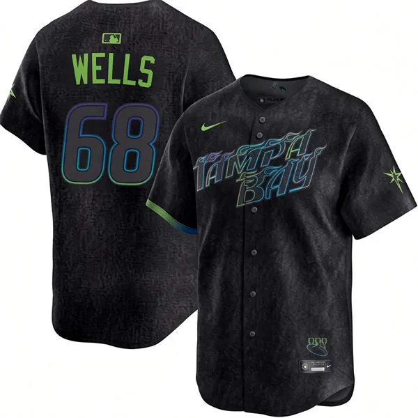 Mens Tampa Bay Rays #68 Tyler Wells Charcoal City Connect Limited Jersey