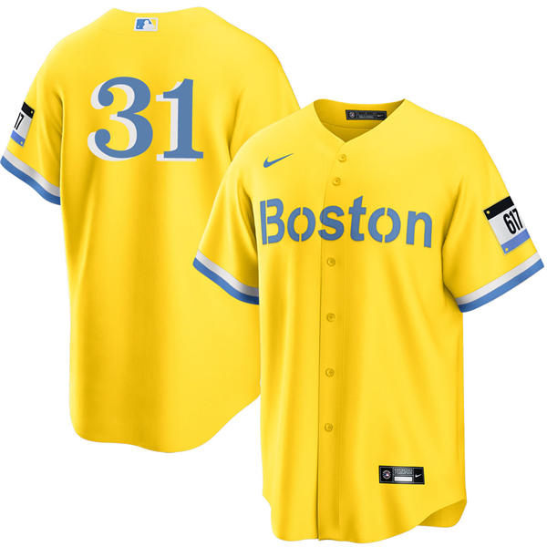 Mens Boston Red Sox #31 Adley Rutschman Yellow City Connect Limted Game Jersey