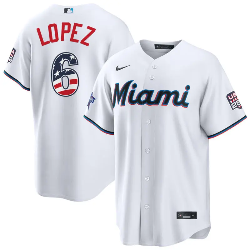 Mens Miami Marlins #6 Otto Lopez White 2026 All-Star Edition Stars & Stripes Stadium Jersey