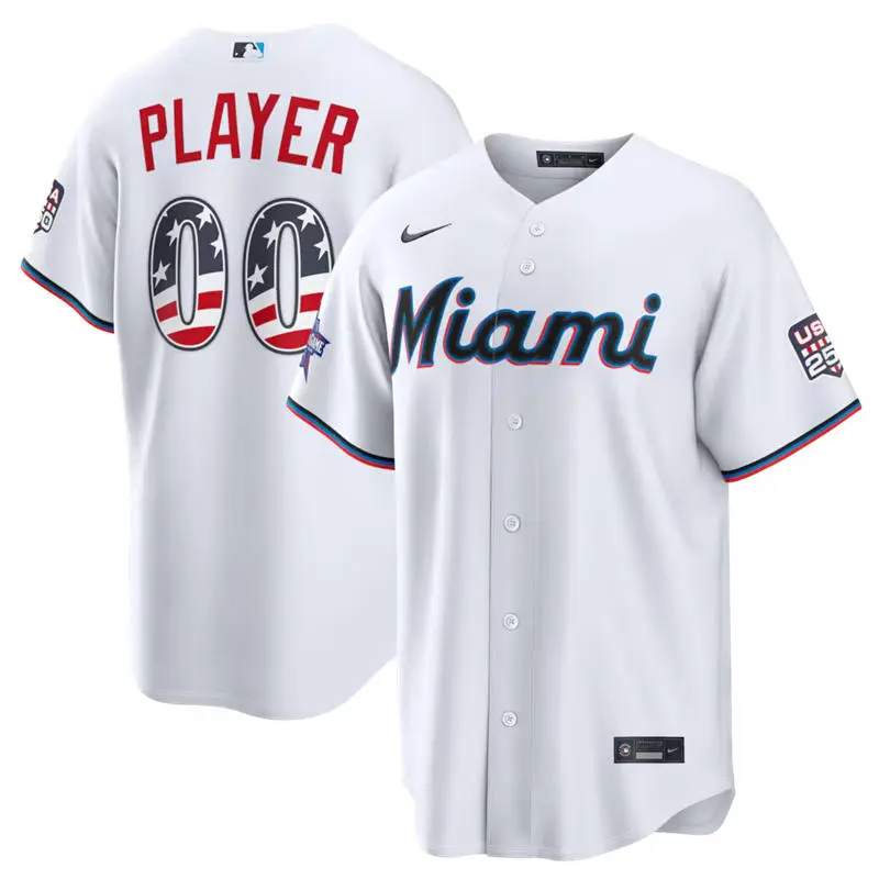 Miami Marlins Custom White 2026 All-Star Edition Stars & Stripes Stadium Jersey