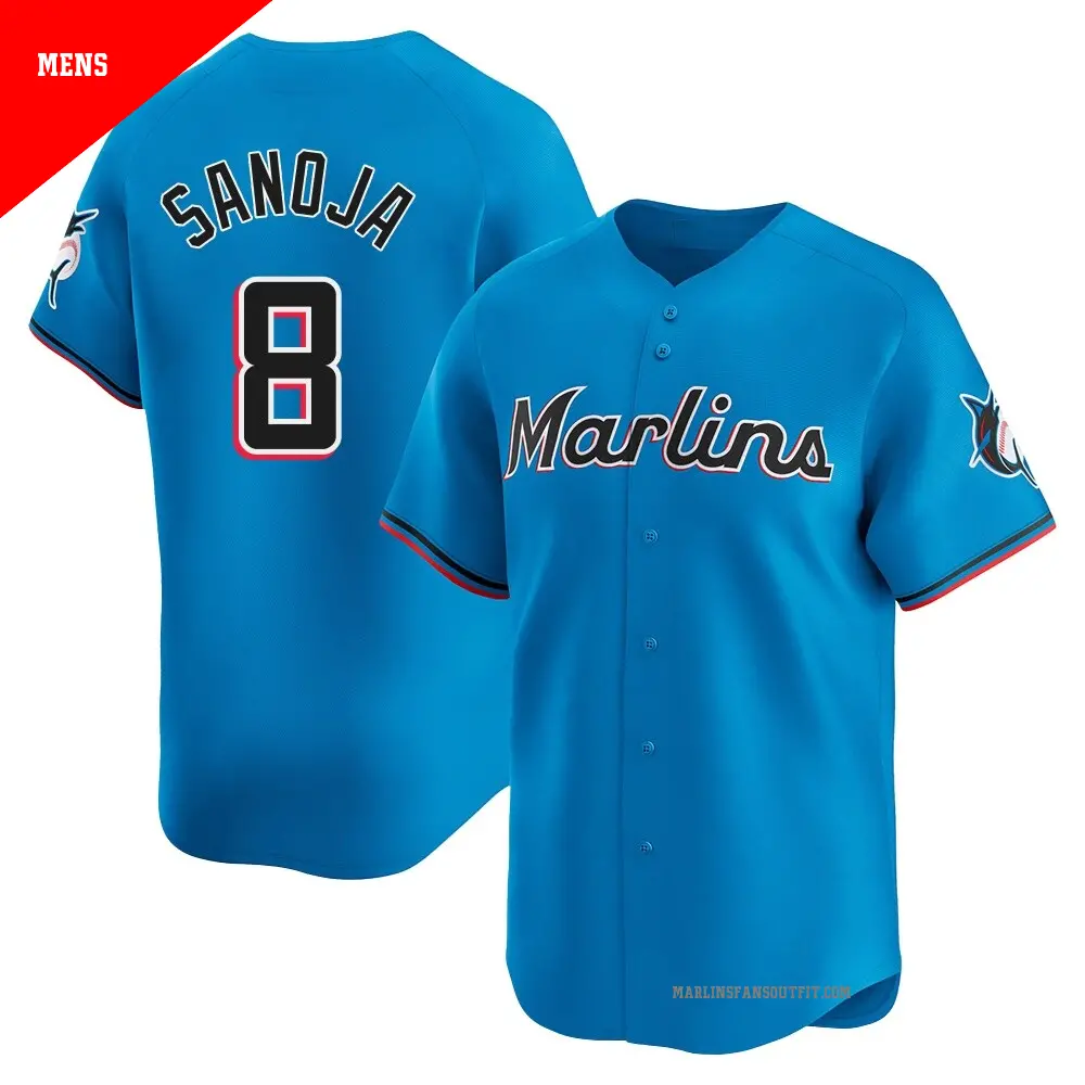 Mens Miami Marlins #8 Javier Sanoja Nike Blue Alternate Limited Jersey