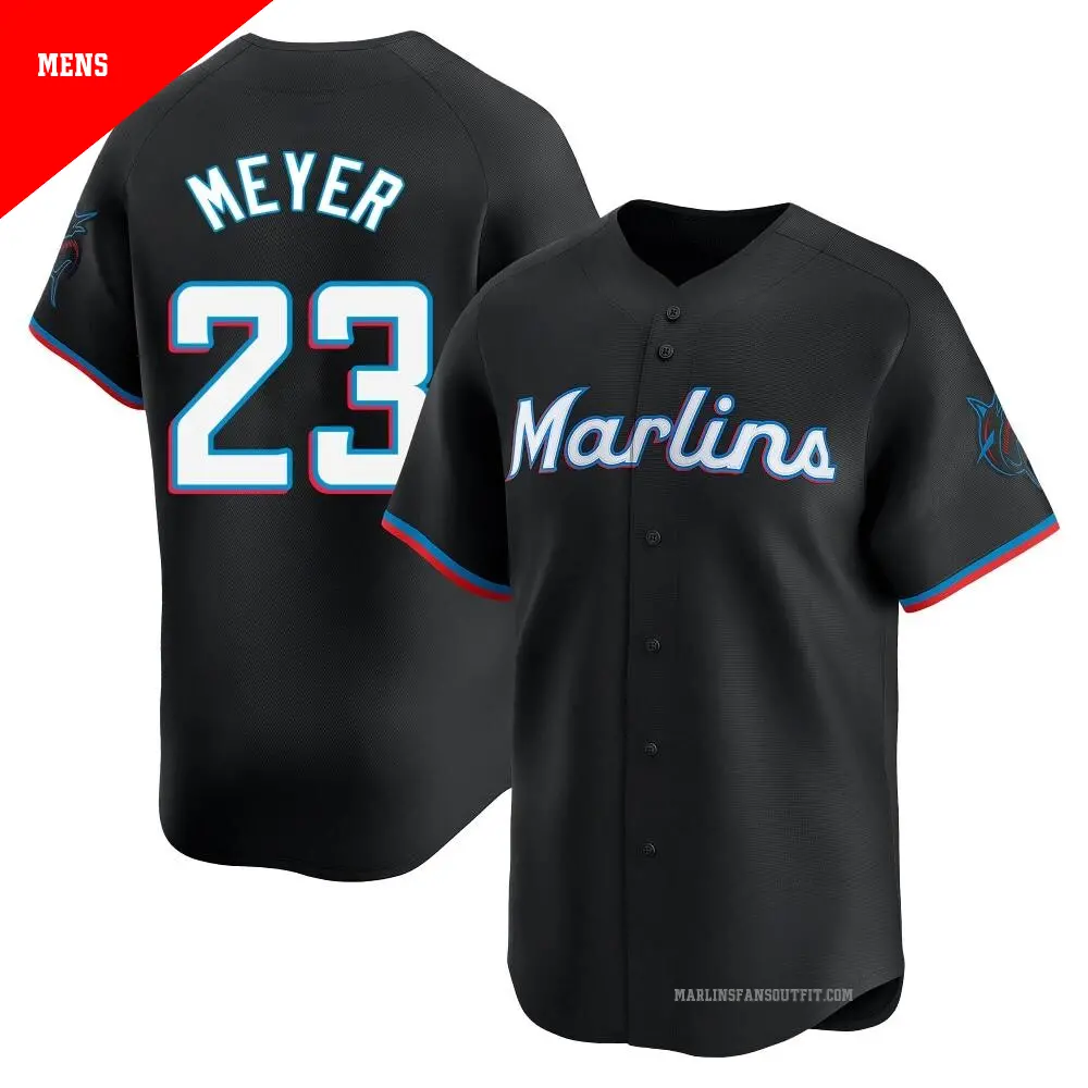 Mens Miami Marlins #23 Max Meyer Nike Black Alternate Limited Jersey