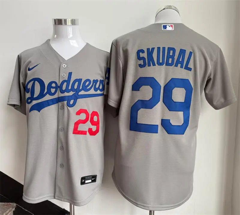 Mens Los Angeles Dodgers #29 Tarik Skubal Nike Gray Road Limited Jersey