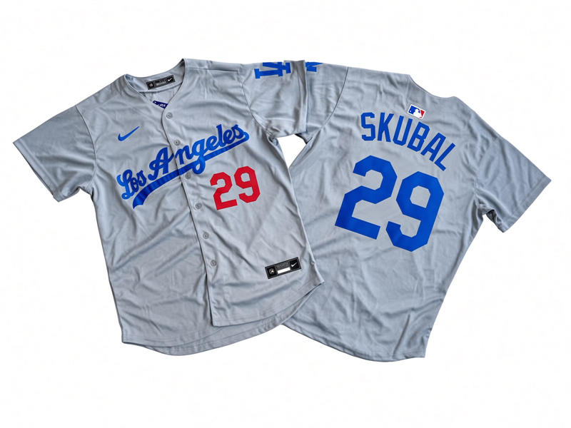 Mens Los Angeles Dodgers #29 Tarik Skubal Nike Gray Los Angeles Limited Jersey