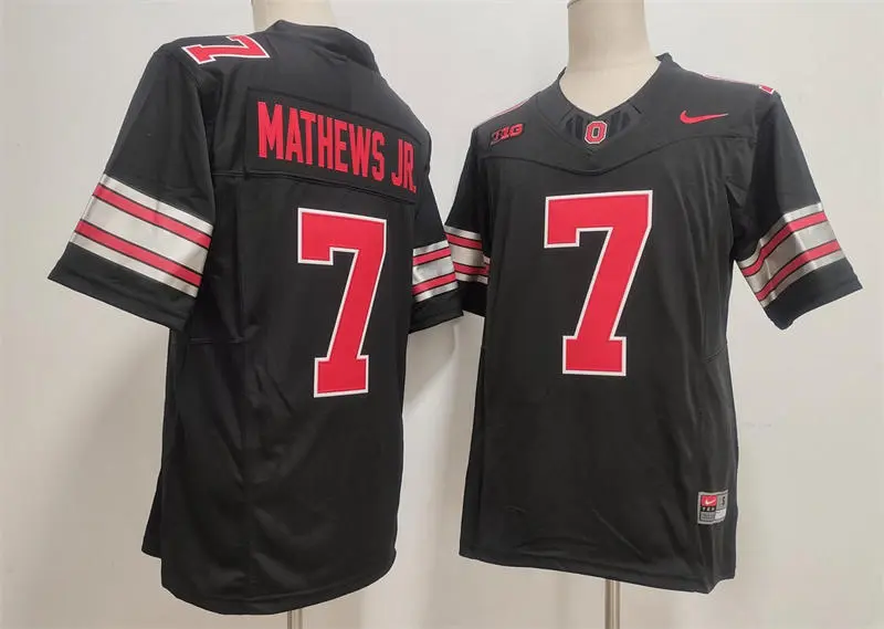Ohio State Buckeyes #7 Jermaine Mathews Jr. 2026 Black Tunnel Vision F.U.S.E Limited Football Jersey