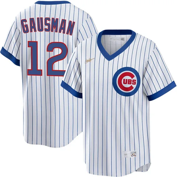 Mens Chicago Cubs #12 Kevin Gausman Nike White Pullover Cooperstown Jersey