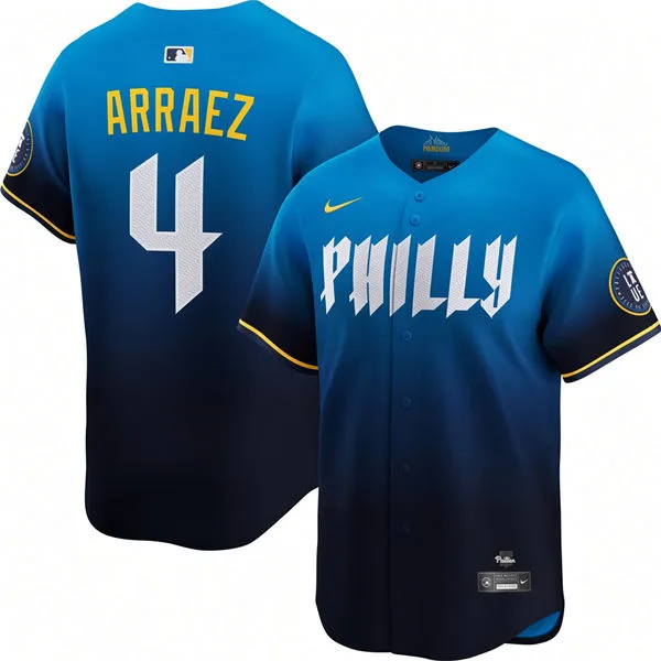 Mens Philadelphia Phillies #4 Luis Arraez Nike Blue 2024 City Connect Limited Player Jersey