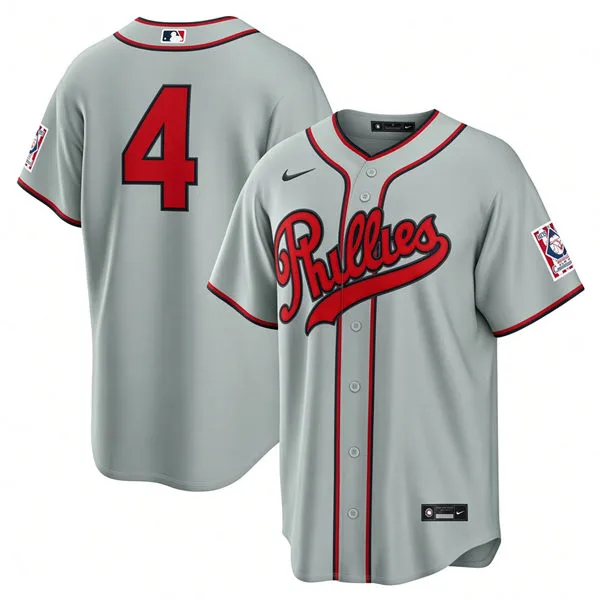 Mens Philadelphia Phillies #4 Luis Arraez Gray Nike 2026 Field of Dreams Stadium Jersey