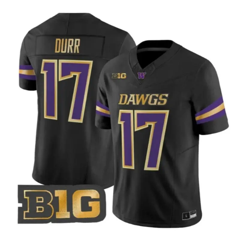 Washington Huskies #17 Elijah Durr 2026 Black Unleash the Dawgs Premier Strategy Jersey