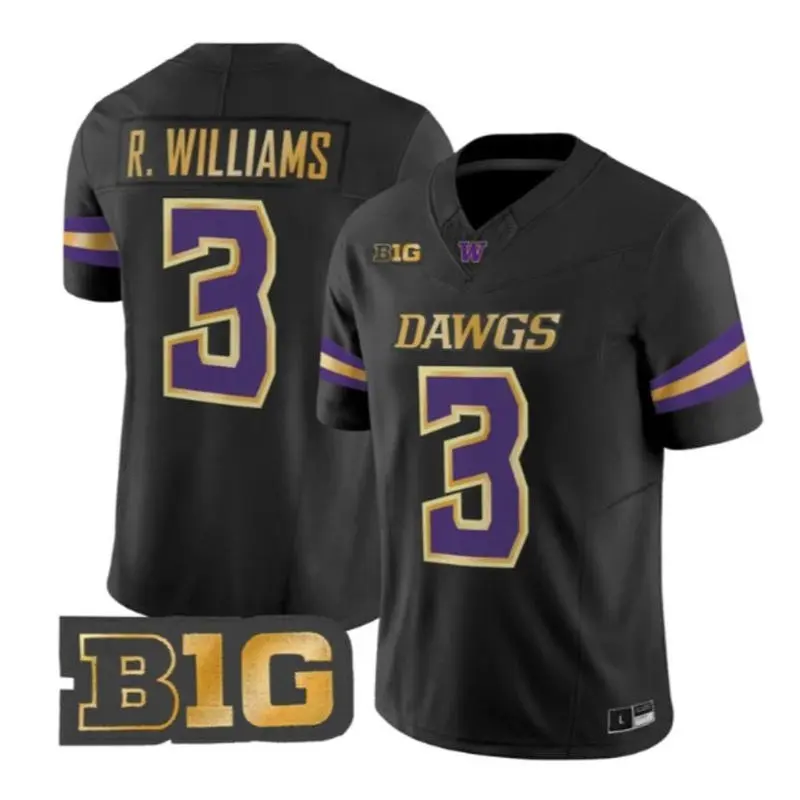 Washington Huskies #3 Rashid Williams 2026 Black Unleash the Dawgs Premier Strategy Jersey