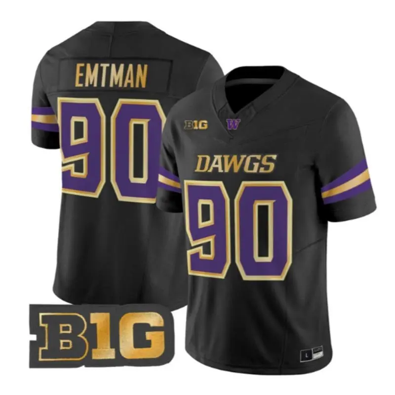Washington Huskies #90 Steve Emtman 2026 Black Unleash the Dawgs Premier Strategy Jersey