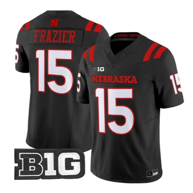 Nebraska Huskers #15 Tommie Frazier 2026 Black Our Red Burns Brighter Football Jersey