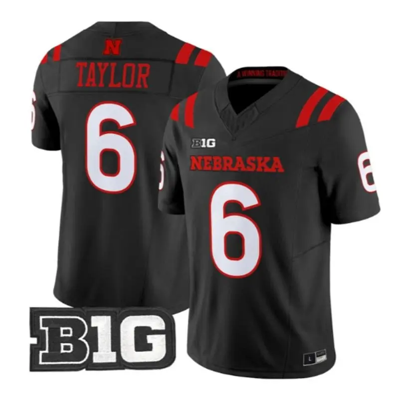 Nebraska Huskers #6 Trae Taylor 2026 Black Our Red Burns Brighter Football Jersey