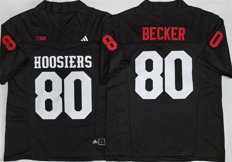 Men's Indiana Hoosiers #80 Charlie Becker Black Hoosiers College Football Jersey