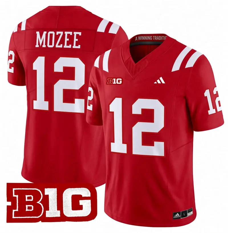 Nebraska Huskers #12 Isaiah Mozee adidas 2026 Home Scarlet Football Game Jersey
