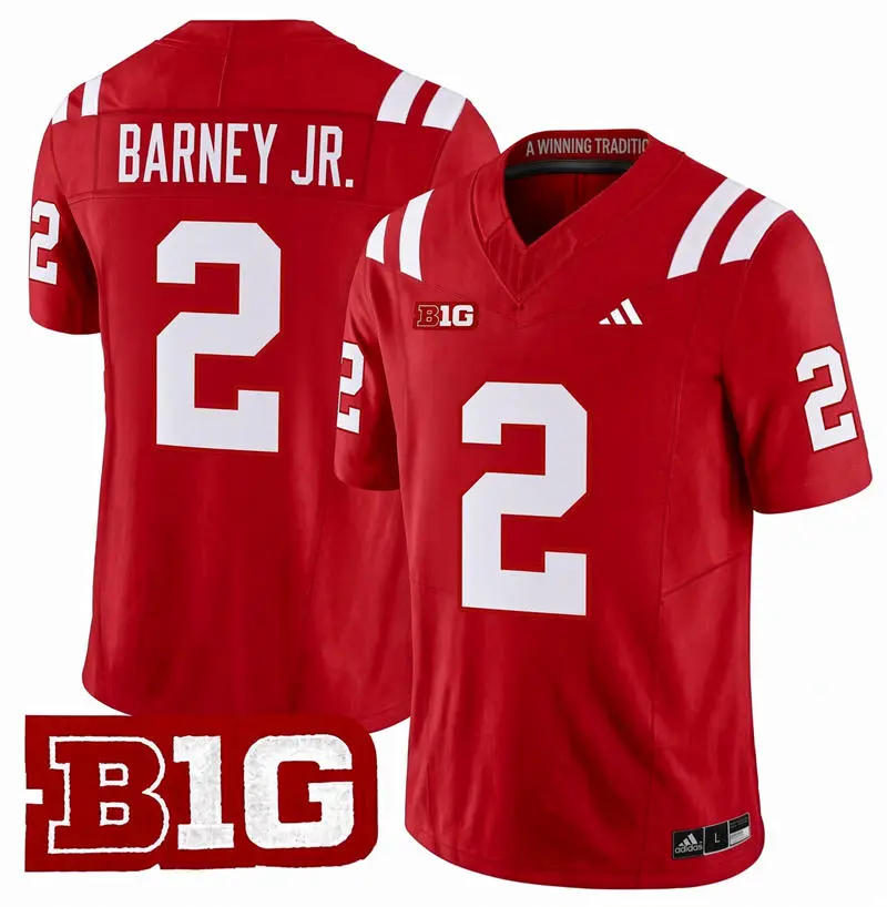 Nebraska Huskers #2 Jacory Barney Jr.  adidas 2026 Home Scarlet Football Game Jersey
