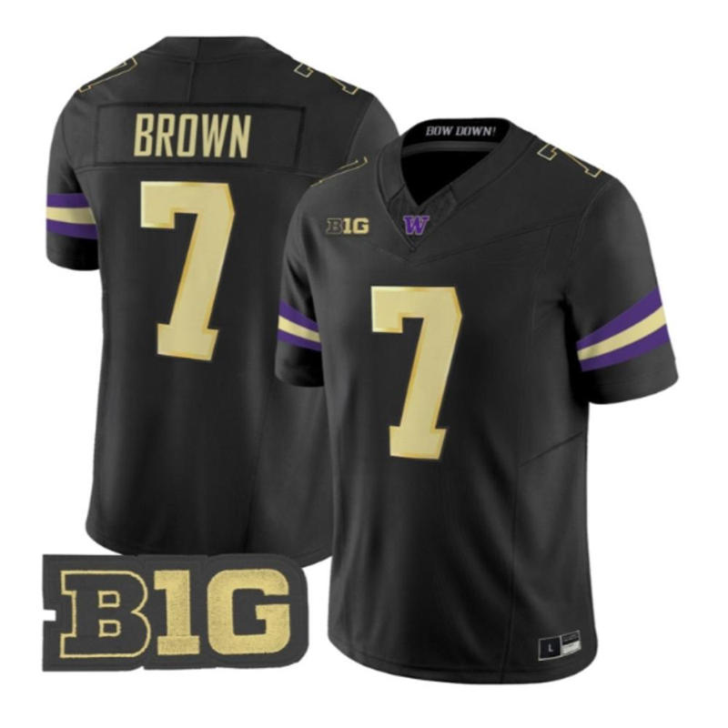 Washington Huskies #7 Elijah Brown 2025 Black Football Game Jersey