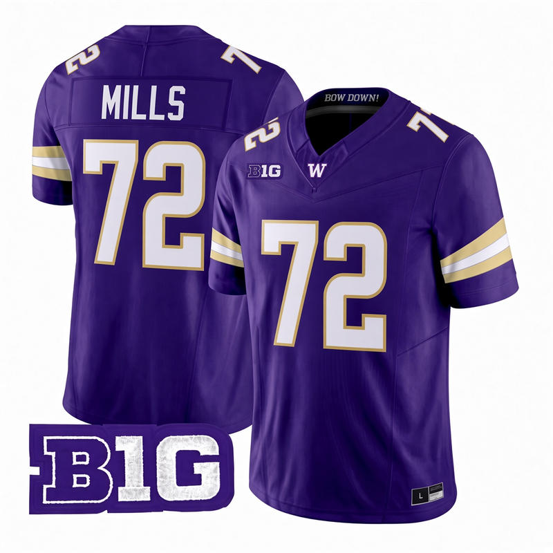 Washington Huskies #72 John Mills 2026 Purple Football Game Jersey