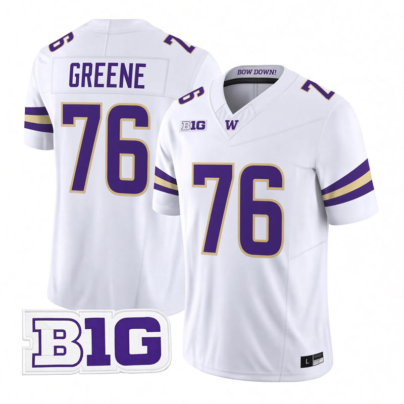 Washington Huskies #76 Kodi Greene 2026 White Football Game Jersey