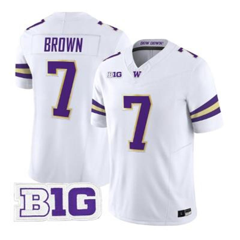 Washington Huskies #7 Elijah Brown 2026 White Football Game Jersey