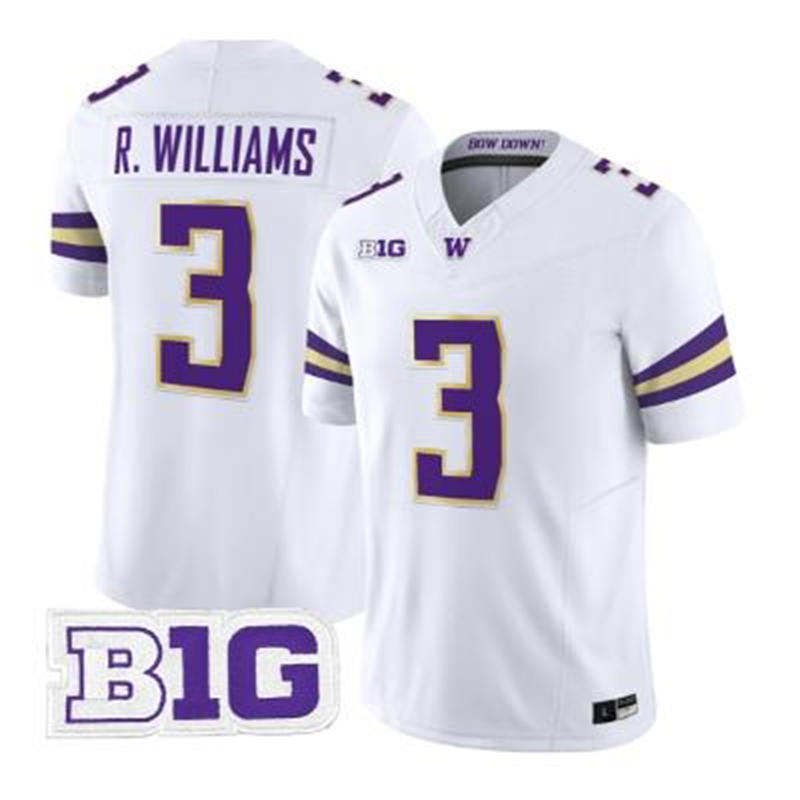 Washington Huskies #3 Rashid Williams 2026 White Football Game Jersey