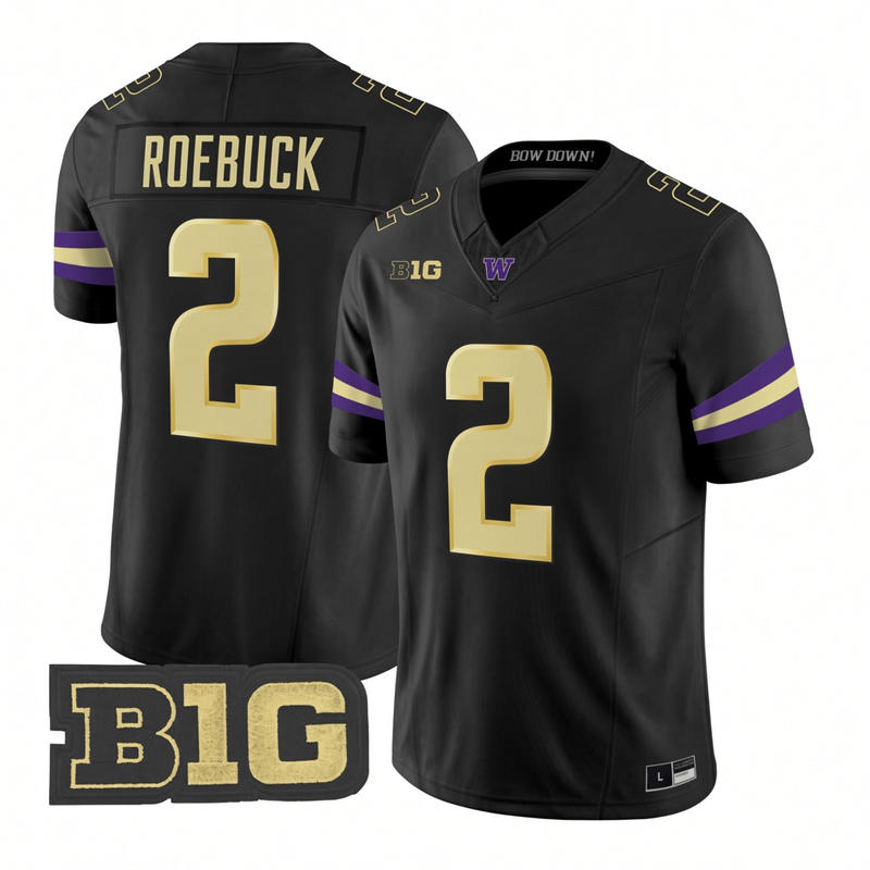 Washington Huskies #2 Dezmen Roebuck 2025 Black Football Game Jersey