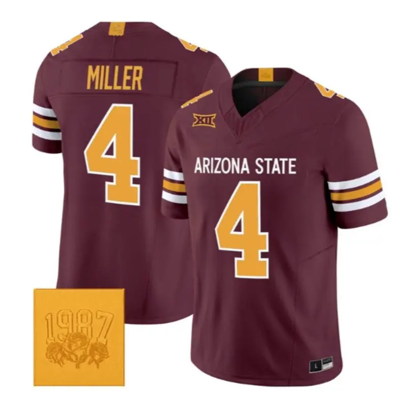 Arizona State Sun Devils #4 Omarion Miller Maroon Roses & Devils Strategy Football Jersey