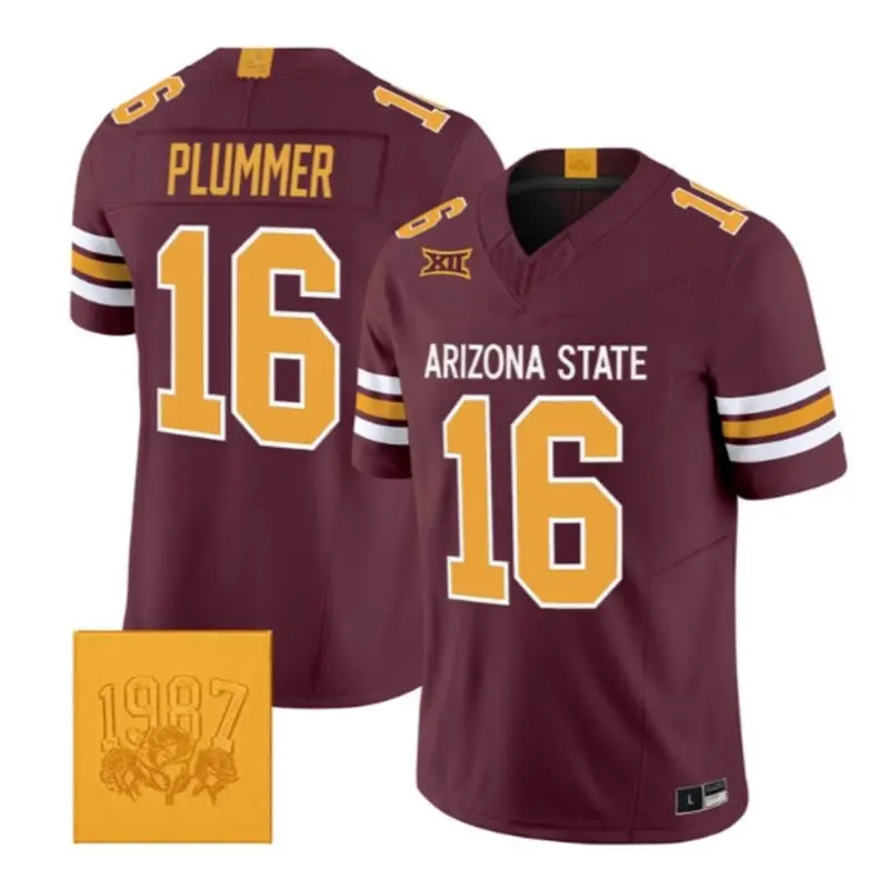 Arizona State Sun Devils #16 Jake Plummer Maroon Roses & Devils Strategy Football Jersey