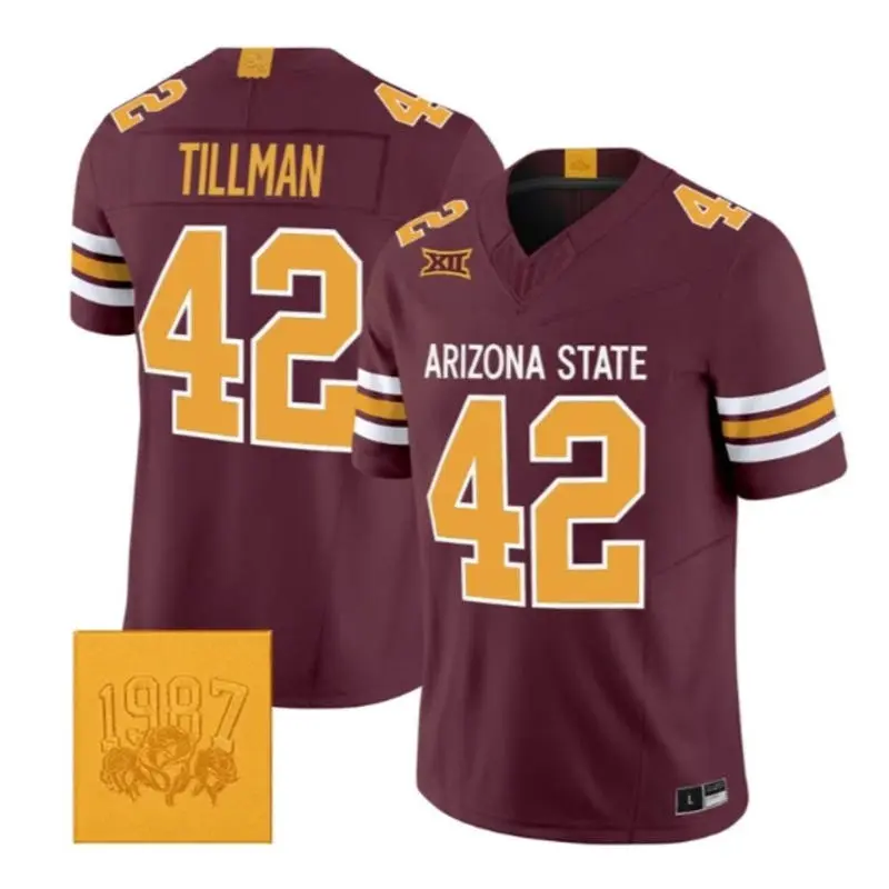 Arizona State Sun Devils #42 Pat Tillman Maroon Roses & Devils Strategy Football Jersey