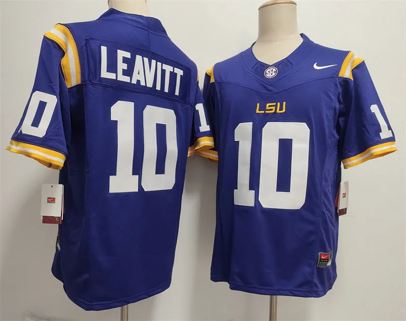 Men's LSU Tigers #10 Sam Leavitt Purple F.U.S.E. Limited College Football Game Jersey