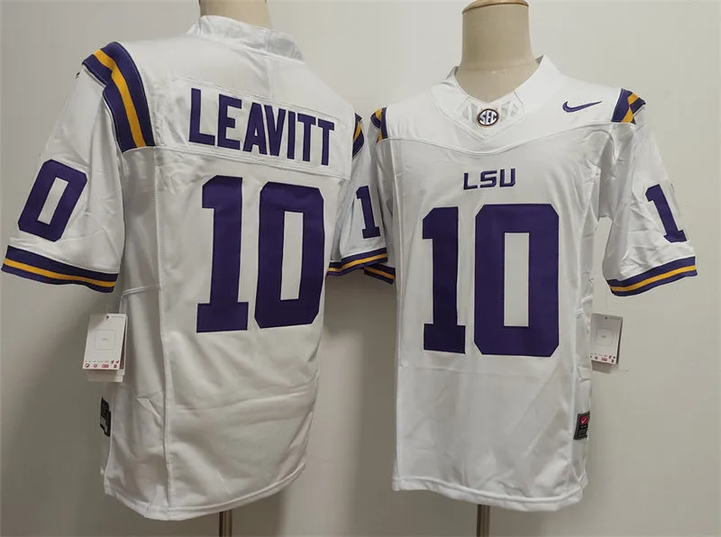 Men's LSU Tigers #10 Sam Leavitt white F.U.S.E. Limited College Football Game Jersey