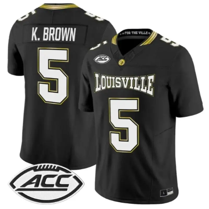 Louisville Cardinals #5 Keyjuan Brown adidas 2026 Black For the Ville Football Jersey