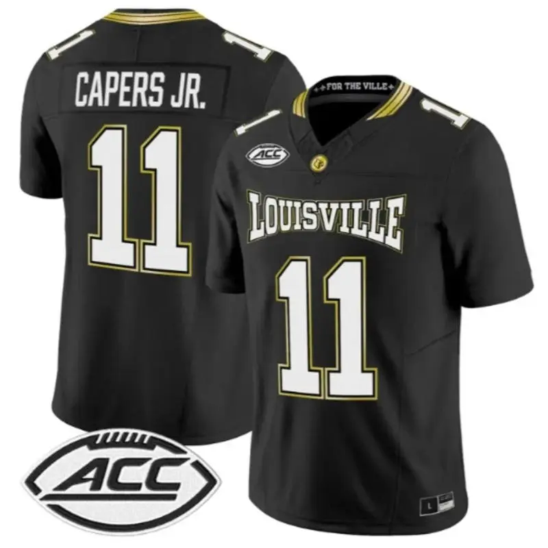 Louisville Cardinals #11 T.J. Capers adidas 2026 Black For the Ville Football Jersey