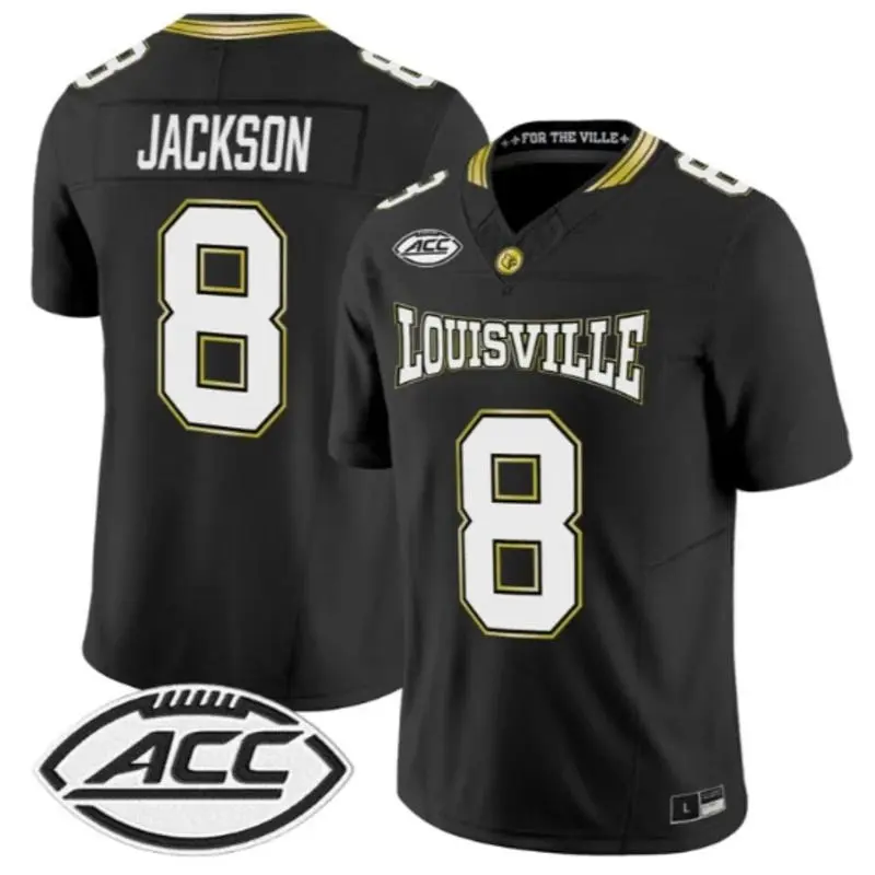 Louisville Cardinals #8 Lamar Jackson adidas 2026 Black For the Ville Football Jersey