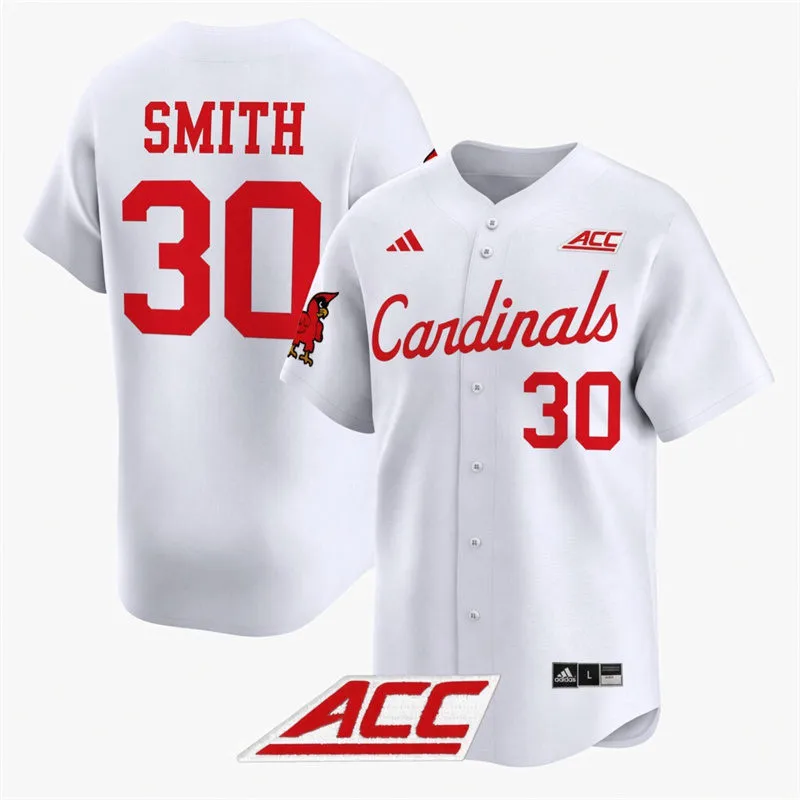 Louisville Cardinals #30 Will Smith White College Baseball Game Jersey