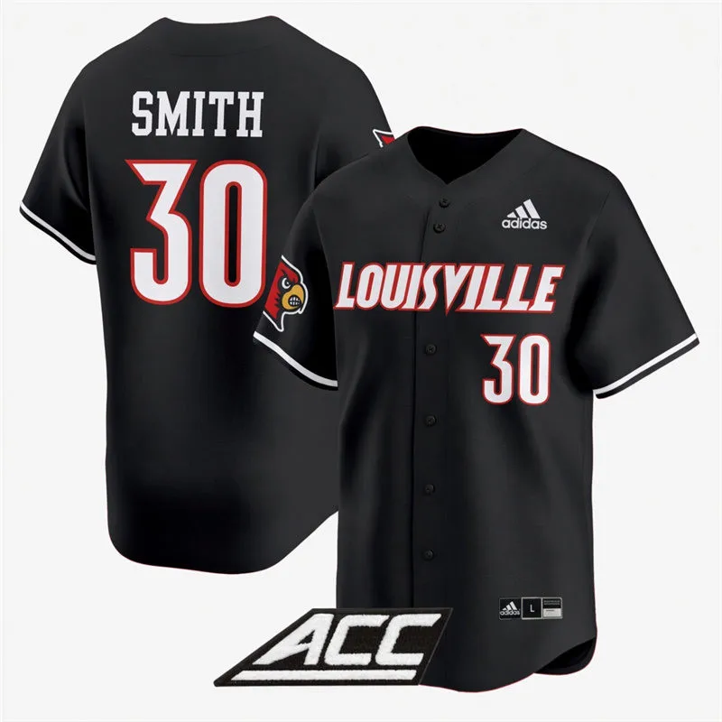 Louisville Cardinals #30 Will Smith Black College Baseball Game Jersey