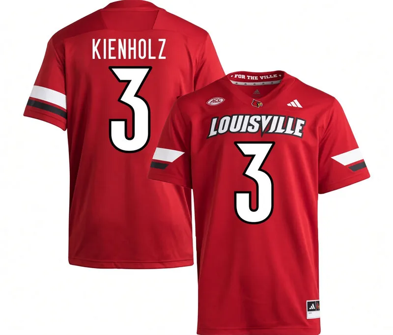Louisville Cardinals #3 Lincoln Kienholz Home Red Football Game Jersey