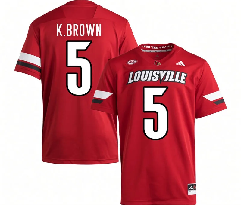 Louisville Cardinals #5 Keyjuan Brown Home Red Football Game Jersey