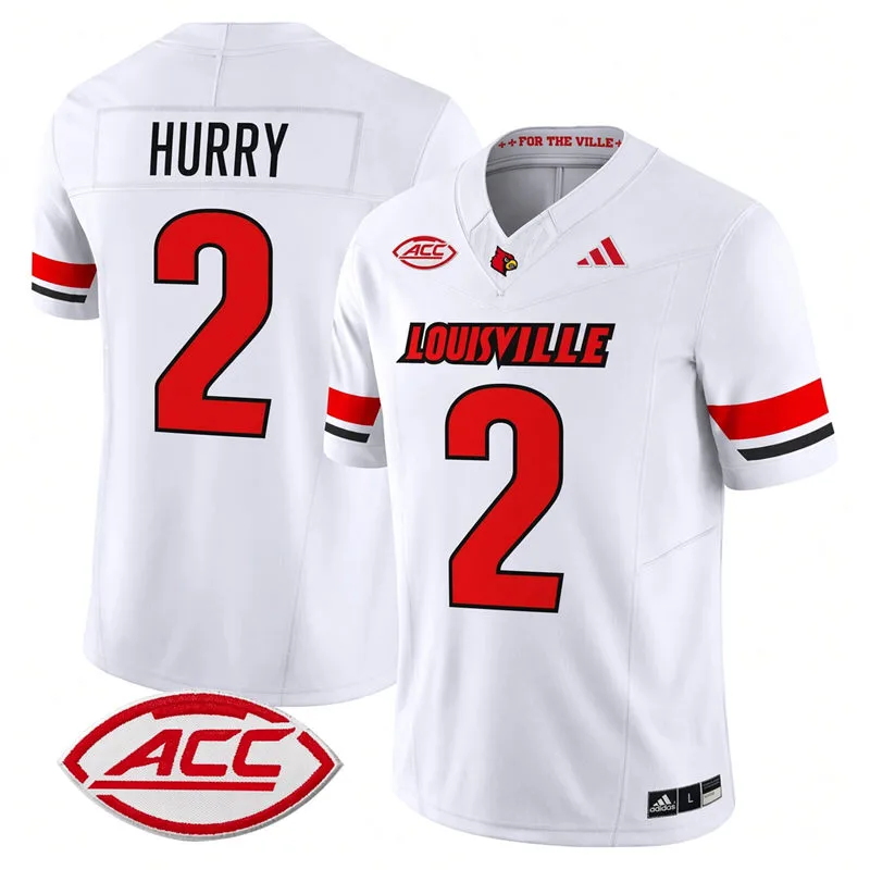 Louisville Cardinals #2 TreyShun Hurry White Away Football Game Jersey