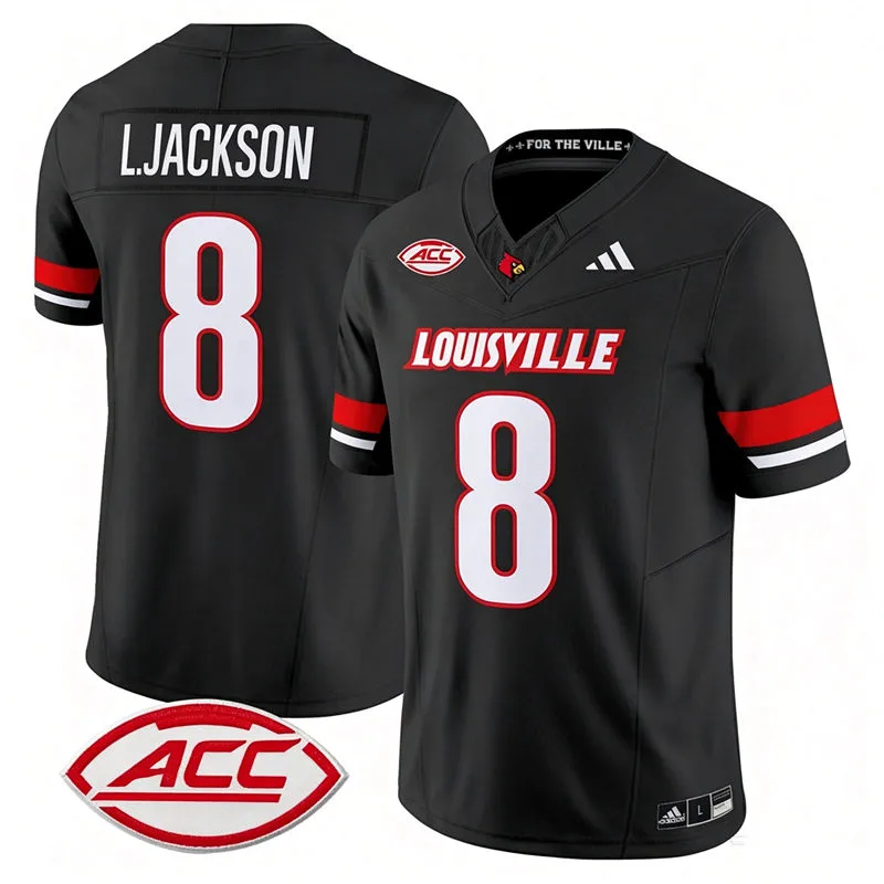 Louisville Cardinals #8 Lamar Jackson Black Football Game Jersey