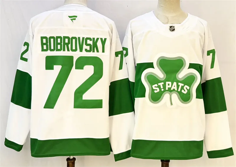 Men's Toronto Maple Leafs #72 Sergei Bobrovsky Fanatics White St. Patricks Alternate Premier Jersey