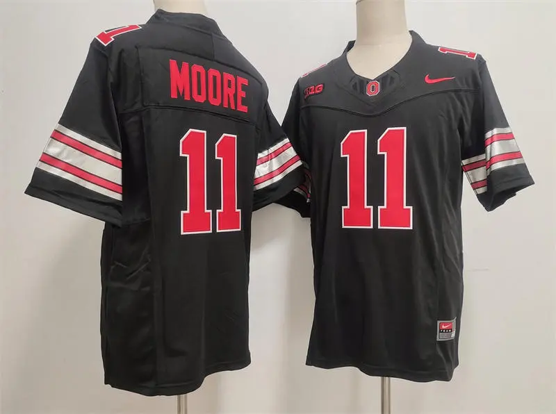 Ohio State Buckeyes #11 Terry Moore 2026 Black Tunnel Vision F.U.S.E Limited Football Jersey