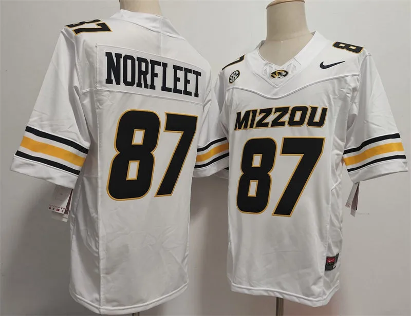 Missouri Tigers #87 Brett Norfleet White F.U.S.E. College Football Limited Jersey