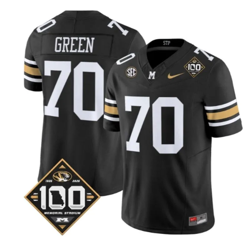 Missouri Tigers #70 Cayden Green 2026 Black 100th Anniversary Football Throwback Jersey